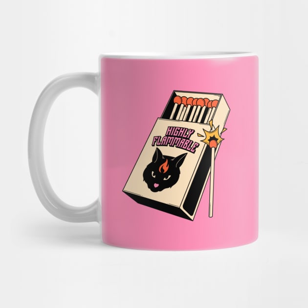 Highly Flammable Black Cat in pink by The Charcoal Cat Co.